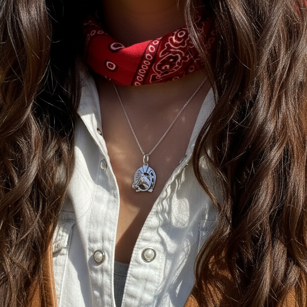 Horse Pendant charm necklace, Sterling Silver - 22 inch