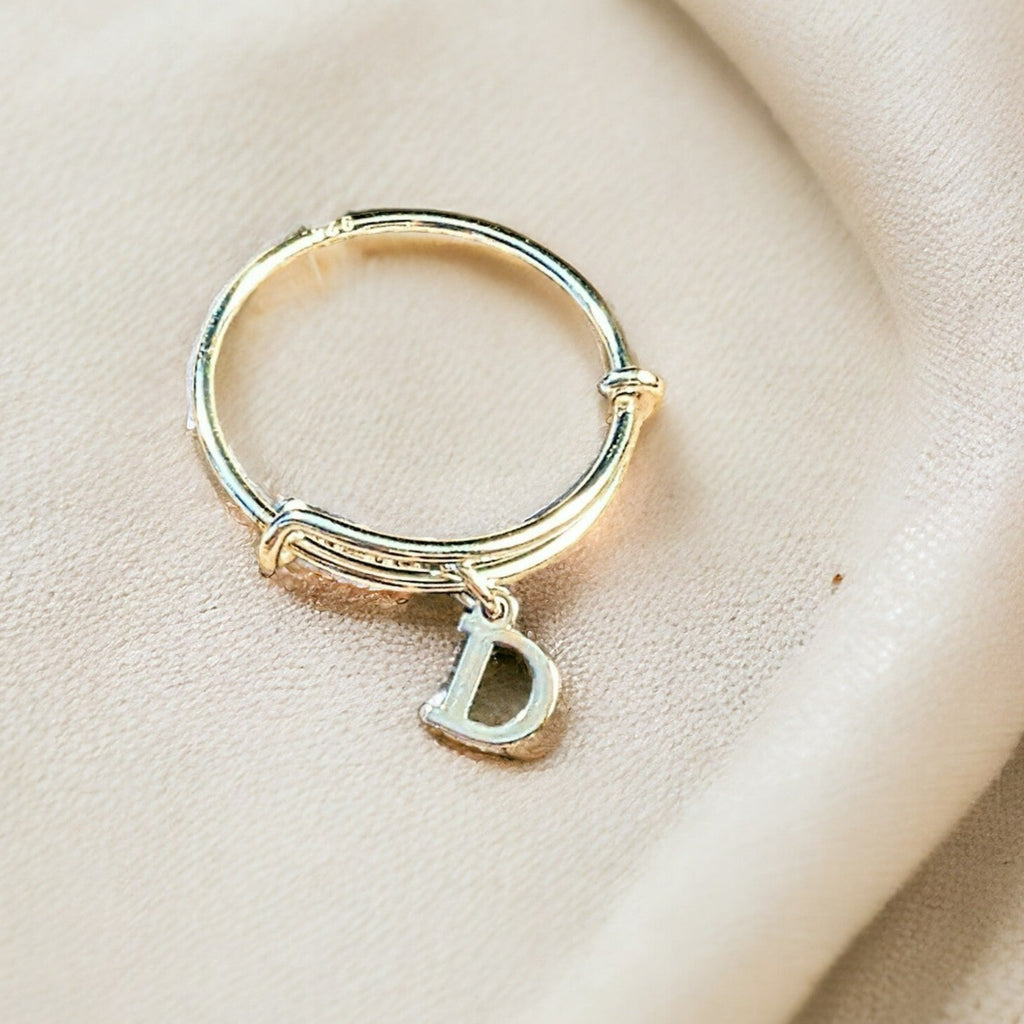 Sterling Silver Initial Charm Ring/Gift for her/Sterling Silver Mini Bangle