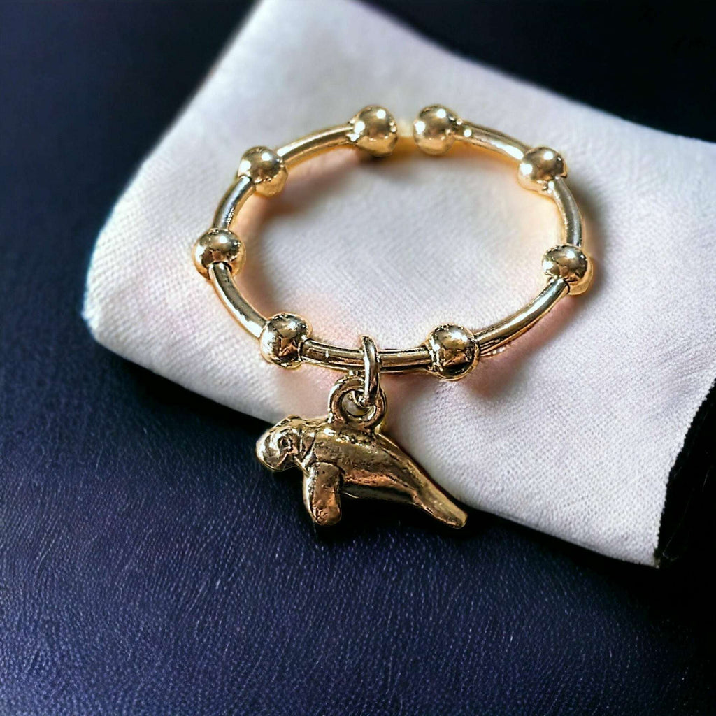 Sterling Silver Manatee Adjustable Charm Ring
