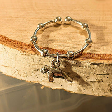 Sterling Silver Manatee Adjustable Charm Ring