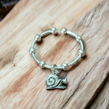 Sterling Silver Snail Adjustable Charm Ring