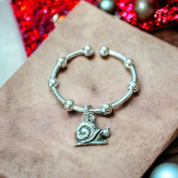 Sterling Silver Snail Adjustable Charm Ring