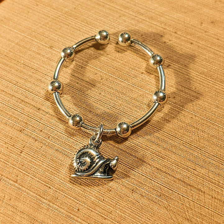 Sterling Silver Snail Adjustable Charm Ring