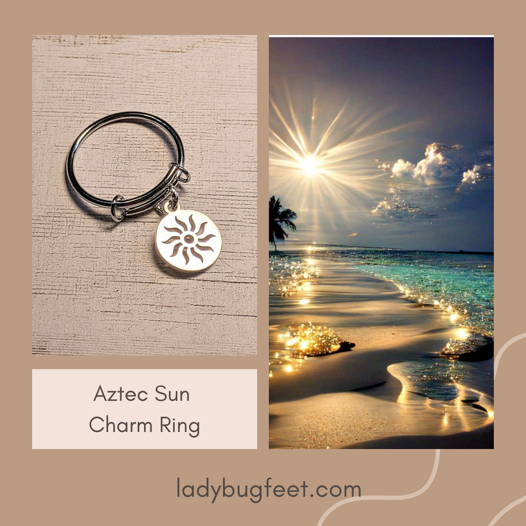 Aztec Sun Expandable Charm Ring