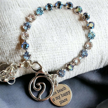 The Beach is my Happy Place-Ocean Wave Faceted Crystal Bracelet