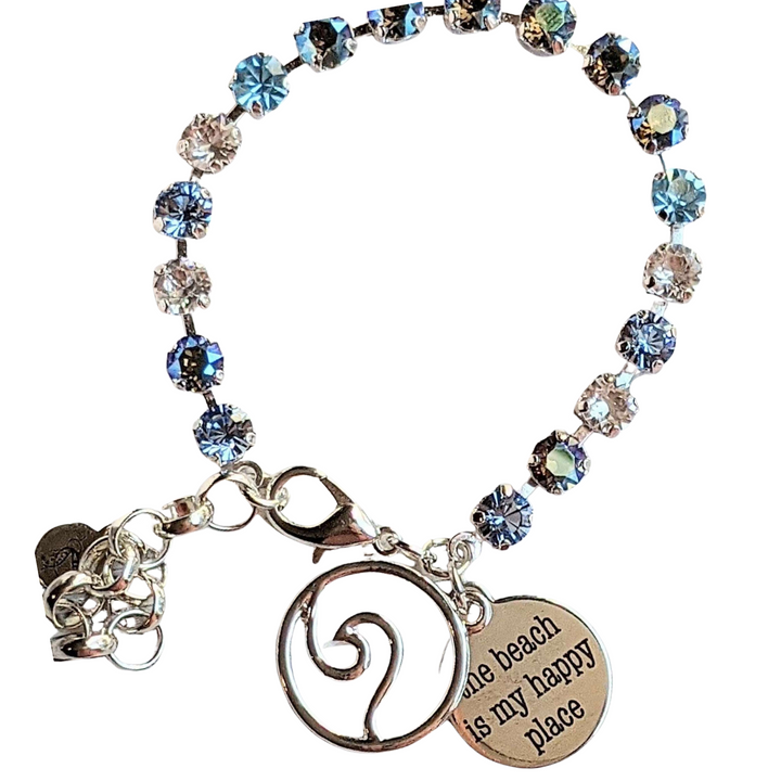 The Beach is my Happy Place-Ocean Wave Faceted Crystal Bracelet