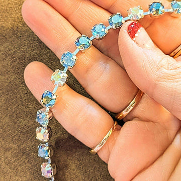 The Beach is my Happy Place-Ocean Wave Faceted Crystal Bracelet