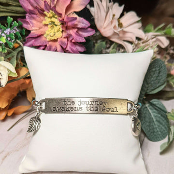 The Journey Awakens the Soul, Inspirational Quote Twisted rope bolo Bracelet