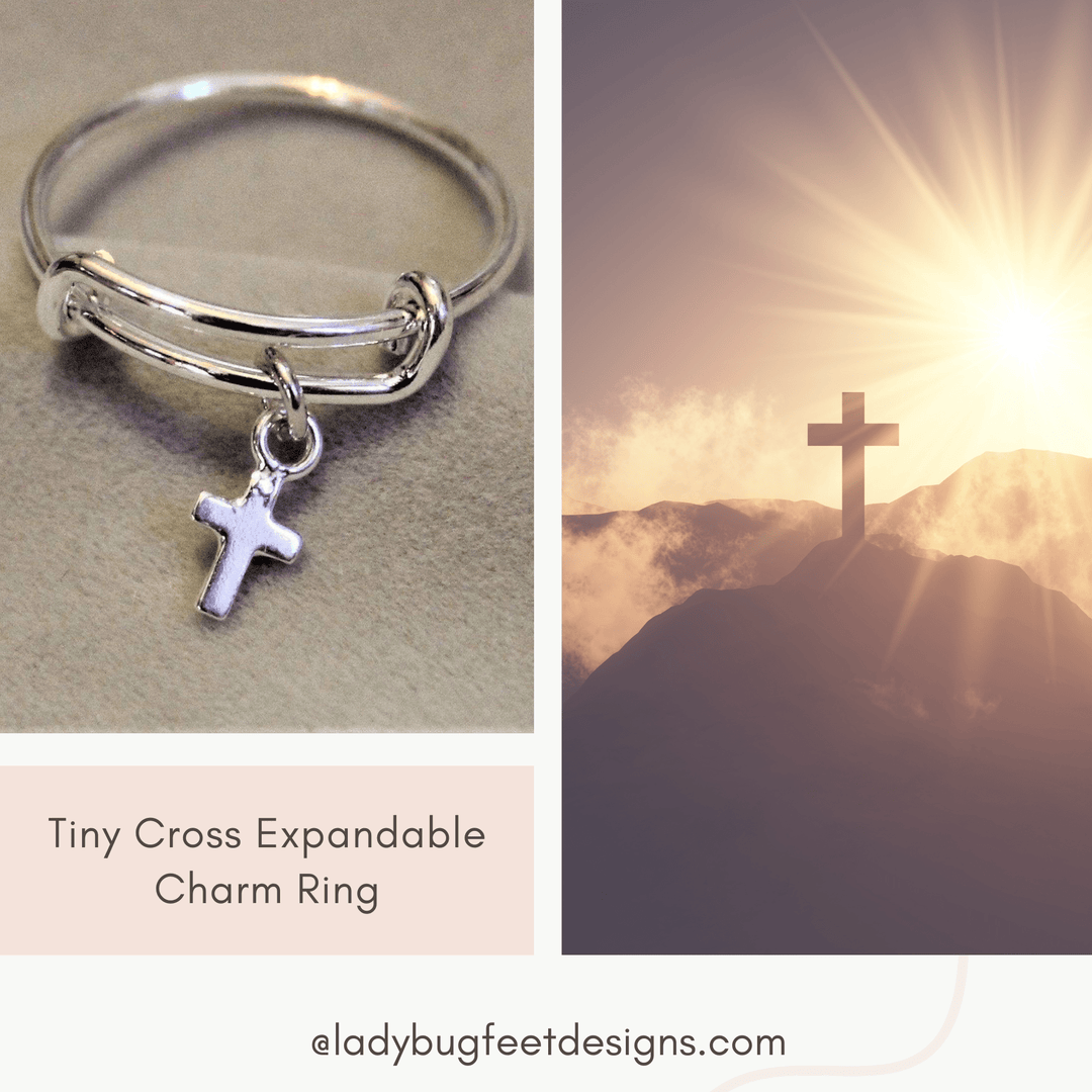 Tiny Cross Expandable Charm Ring
