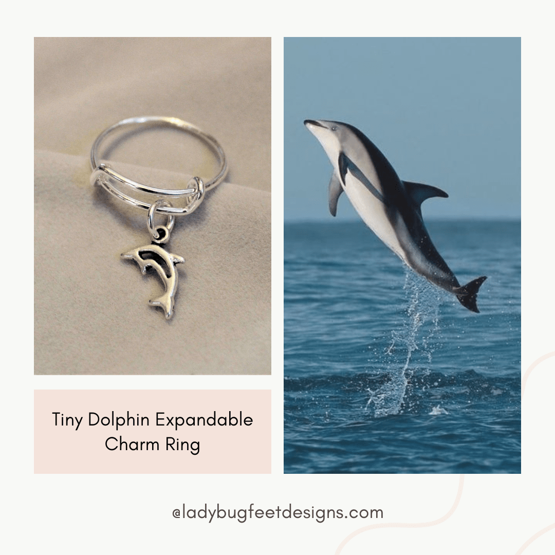 Tiny Dolphin Expandable Charm Ring,Gift for her
