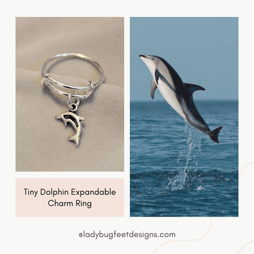 Tiny Dolphin Expandable Charm Ring,Gift for her