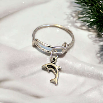 Tiny Dolphin Expandable Charm Ring,Gift for her