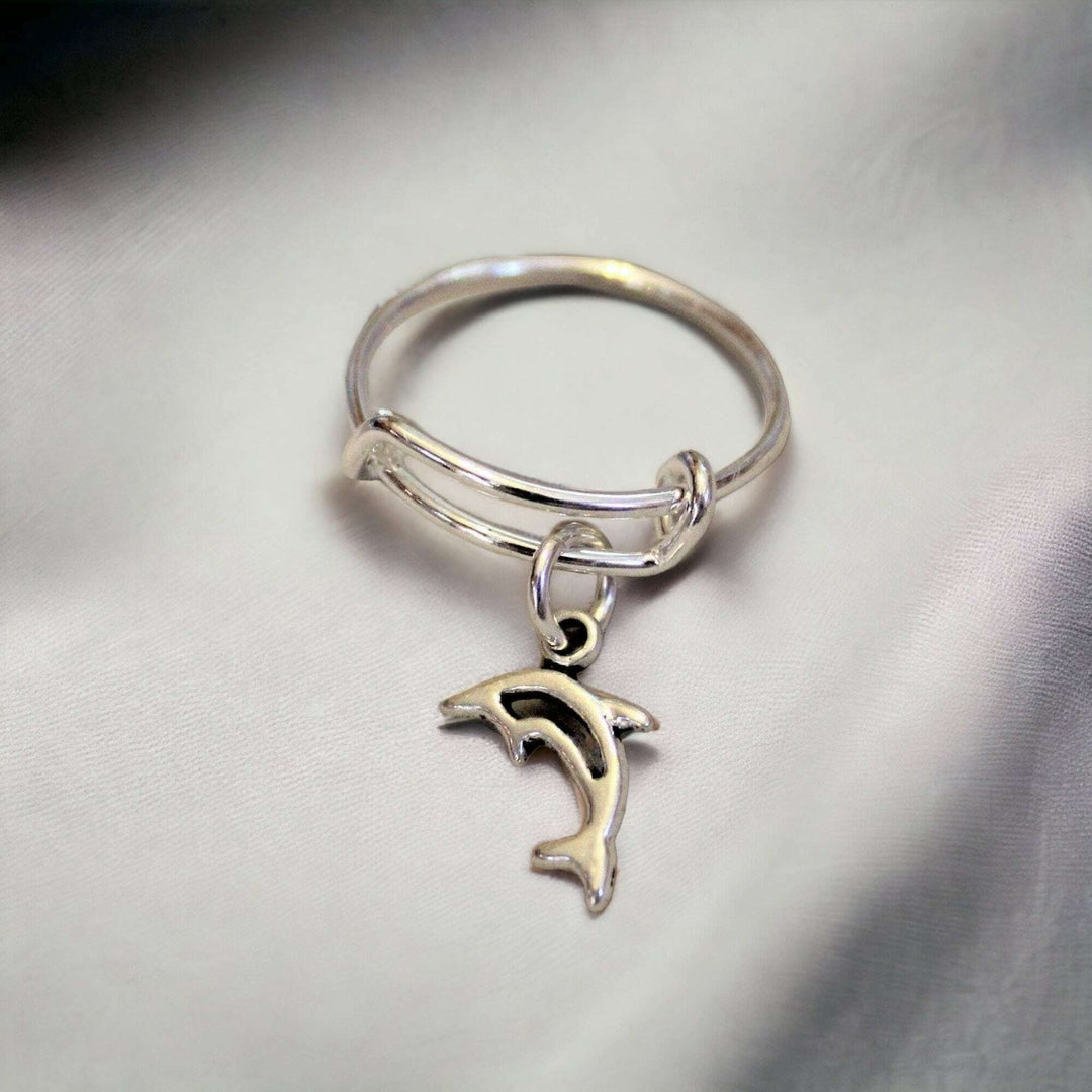 Tiny Dolphin Expandable Charm Ring,Gift for her