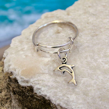 Tiny Dolphin Expandable Charm Ring,Gift for her