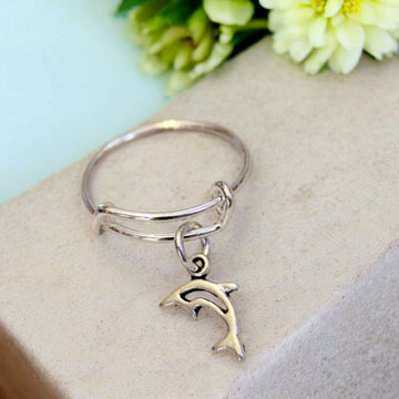 Tiny Dolphin Expandable Charm Ring,Gift for her