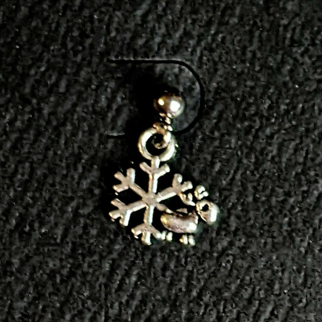 Tiny Silver Snowflake Reindeer Post Earrings