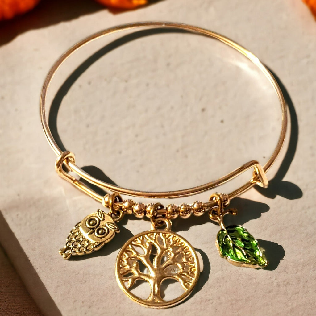 Gold Tree of Life Beaded Bangle bracelet