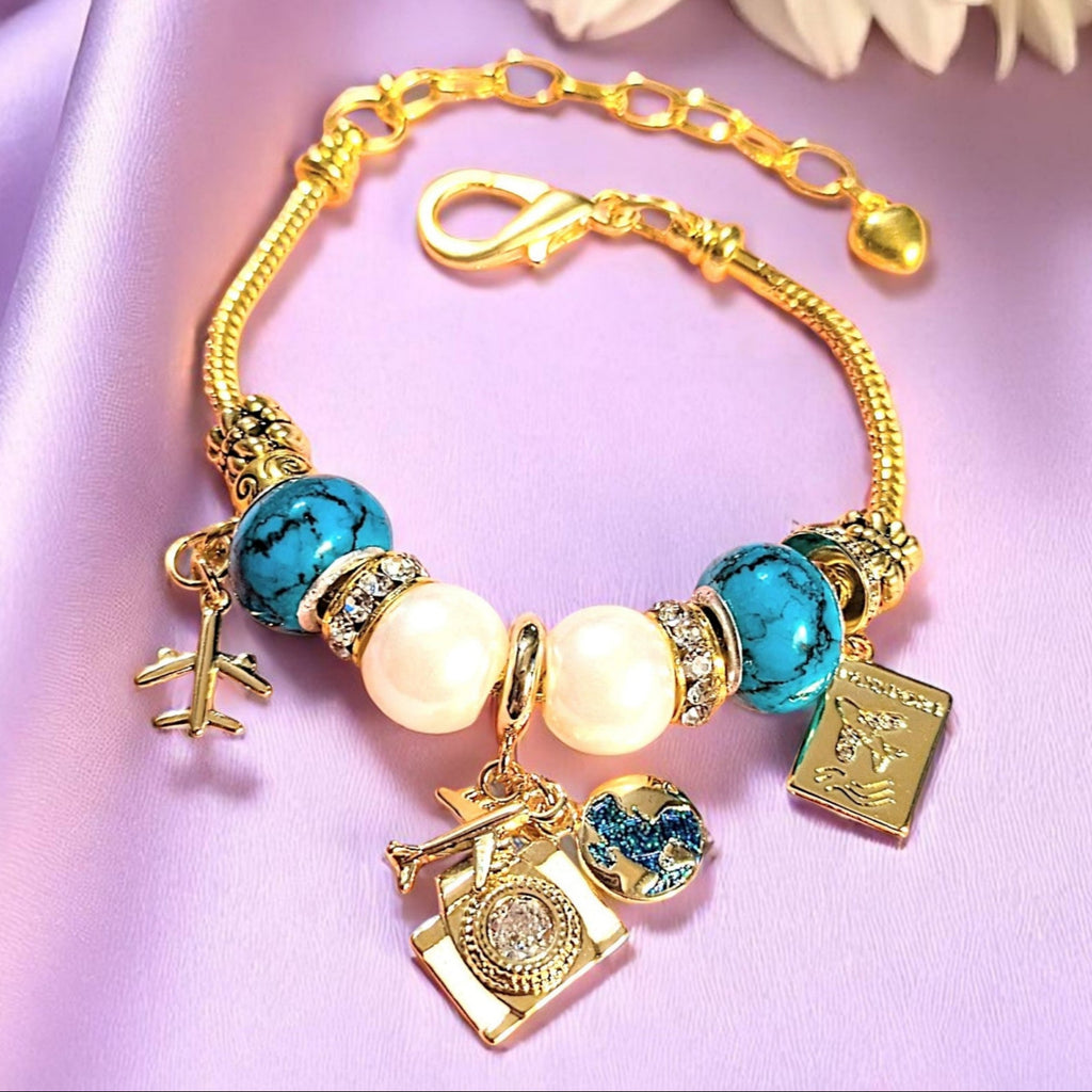 Travel/Vacation European beaded bracelet - Gold