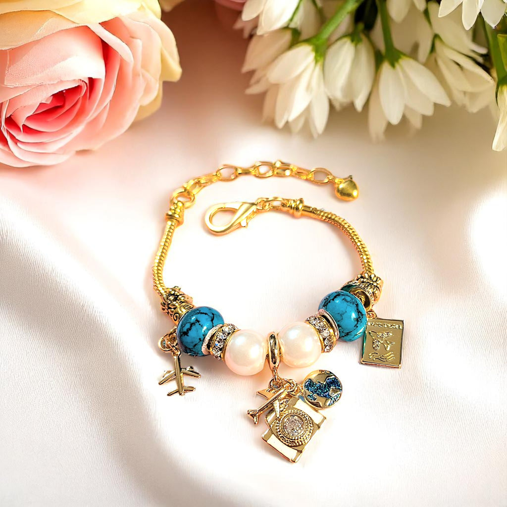 Travel/Vacation European beaded bracelet - Gold