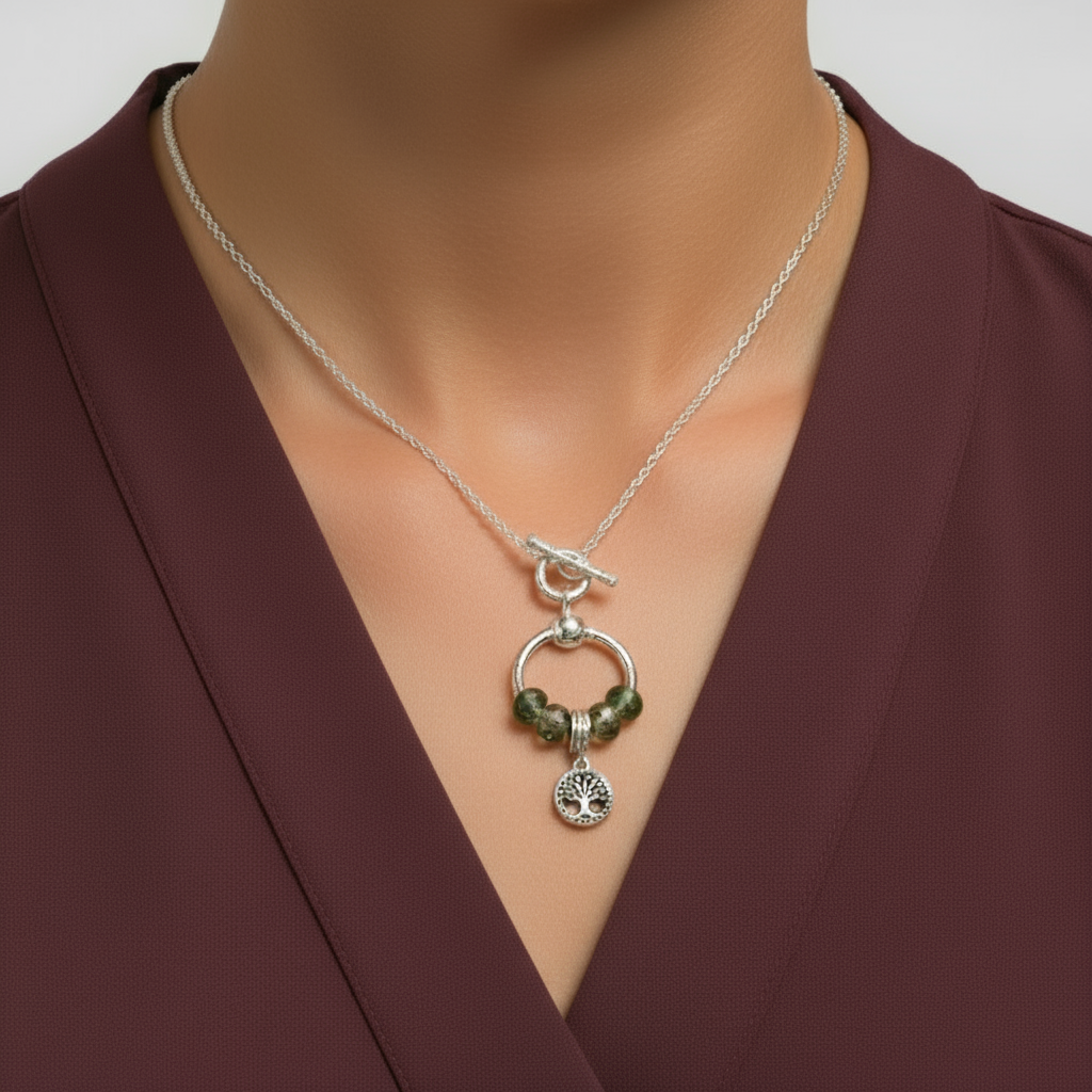 Tree of Life - Life Force Sterling Silver Toggle Charm Necklace, 20 inches