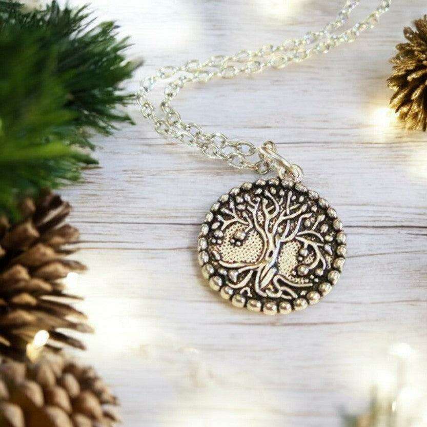 TREE OF LIFE medallion necklace, Silver - Approx 30 inch