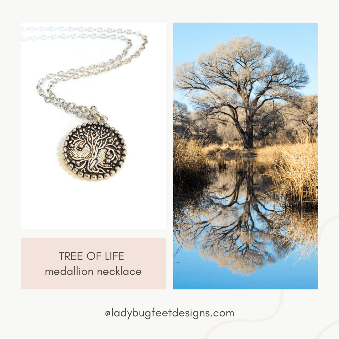 TREE OF LIFE medallion necklace, Silver - Approx 30 inch