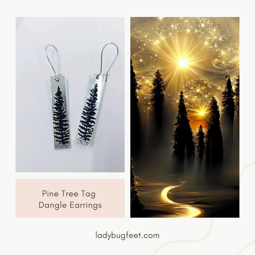 Pine Tree Tag Dangle Earrings