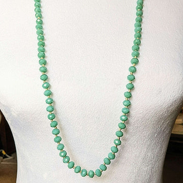 Turquoise Crystal Knotted Necklace -36 inch
