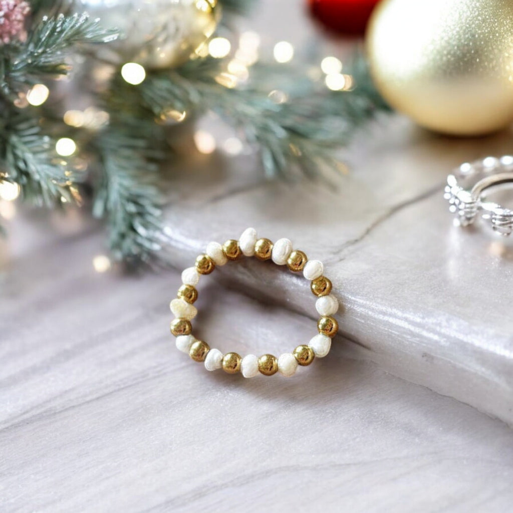 Round Pearl Beaded Stretch Ring