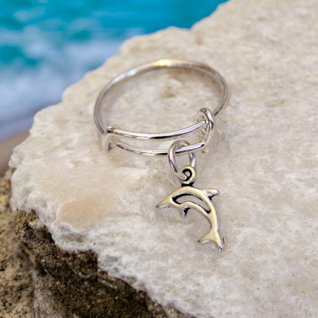 Tiny Dolphin Expandable Charm Ring,Gift for her