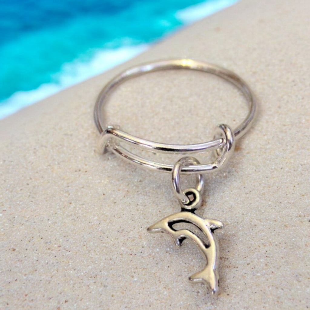 Tiny Dolphin Expandable Charm Ring,Gift for her