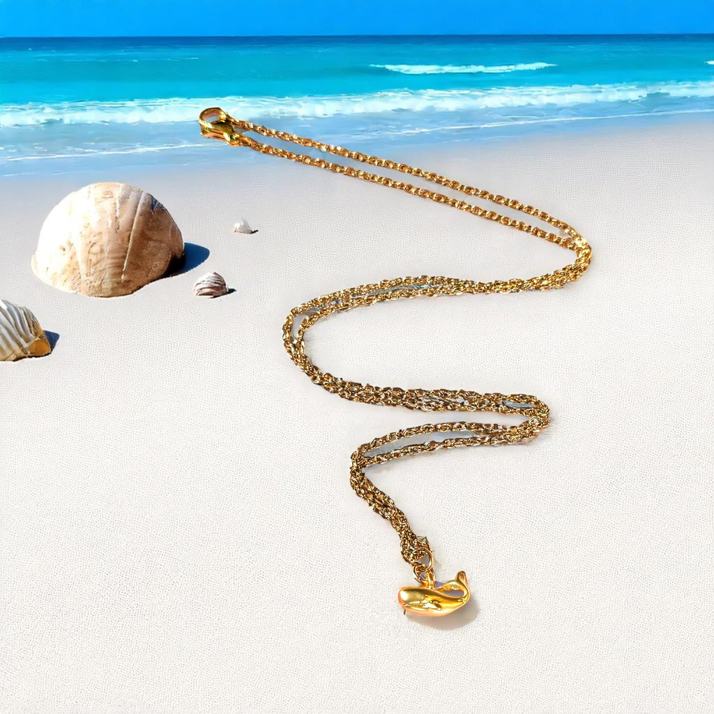 Whale necklace, Gold - 20 inch
