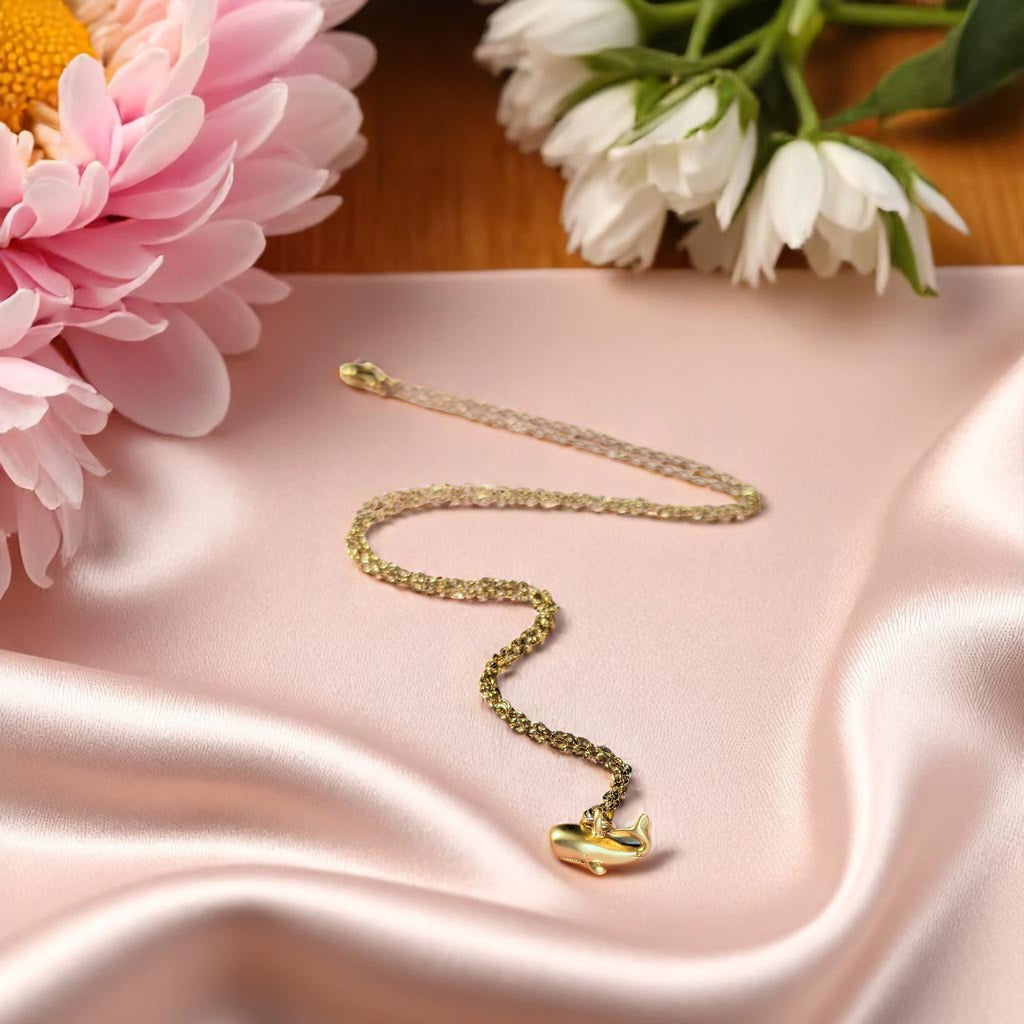 Whale necklace, Gold - 20 inch