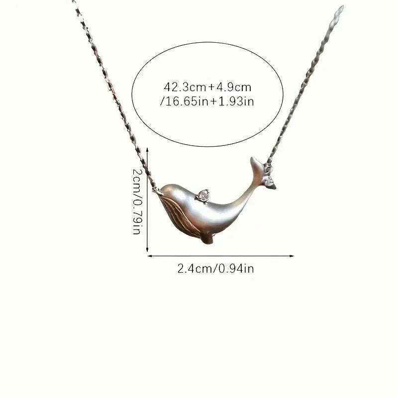Whale Pendant charm necklace, Silver - 16 inch
