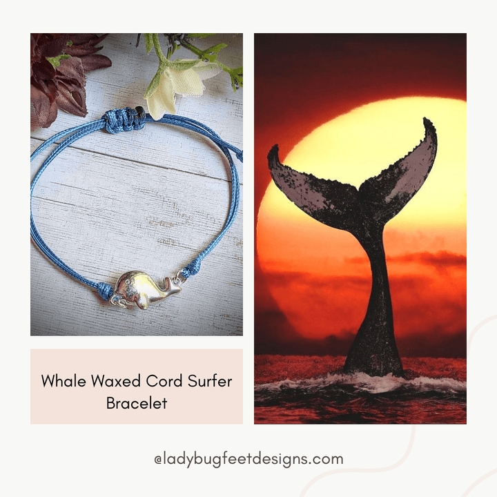 Whale Waxed Cord surfer Bracelet