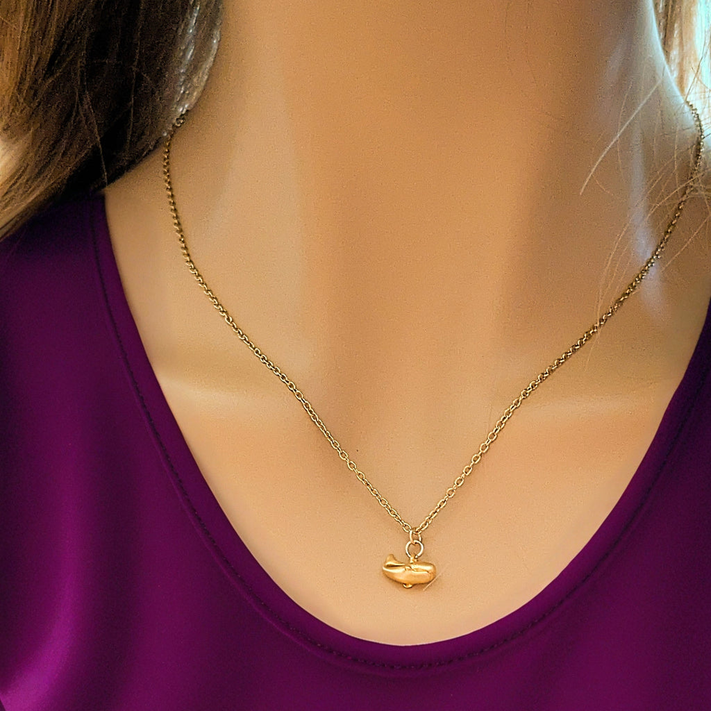 Whale necklace, Gold - 20 inch