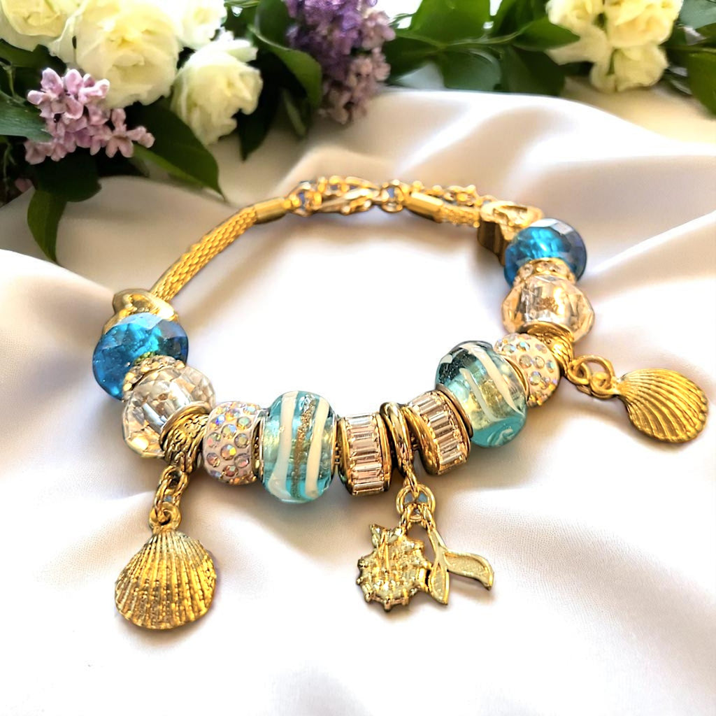 Whale Tail European beaded bracelet - Gold