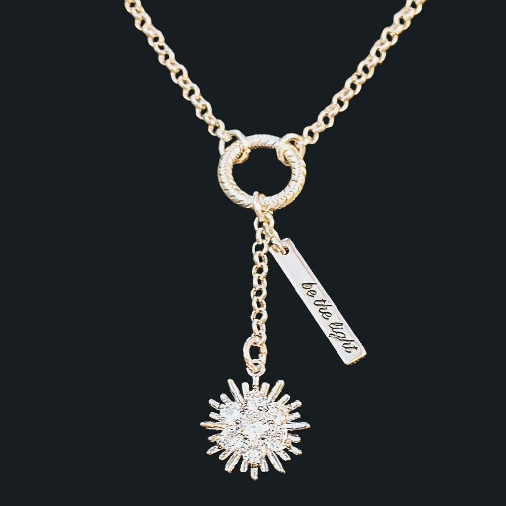 Be the Light CZ Starburst Charm Keeper Necklace - 18-24 inch