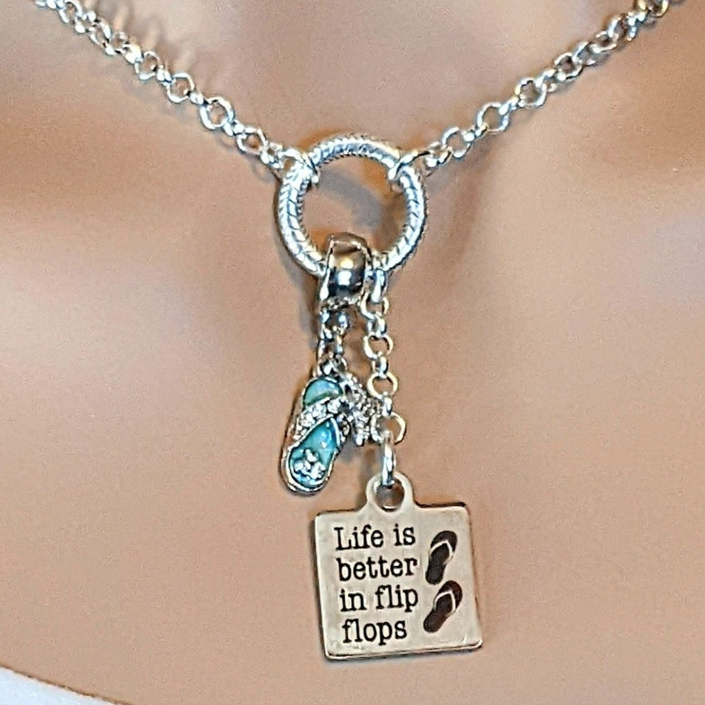 Life is Better in Flip Flops Charm Keeper Necklace - 18-24 inch