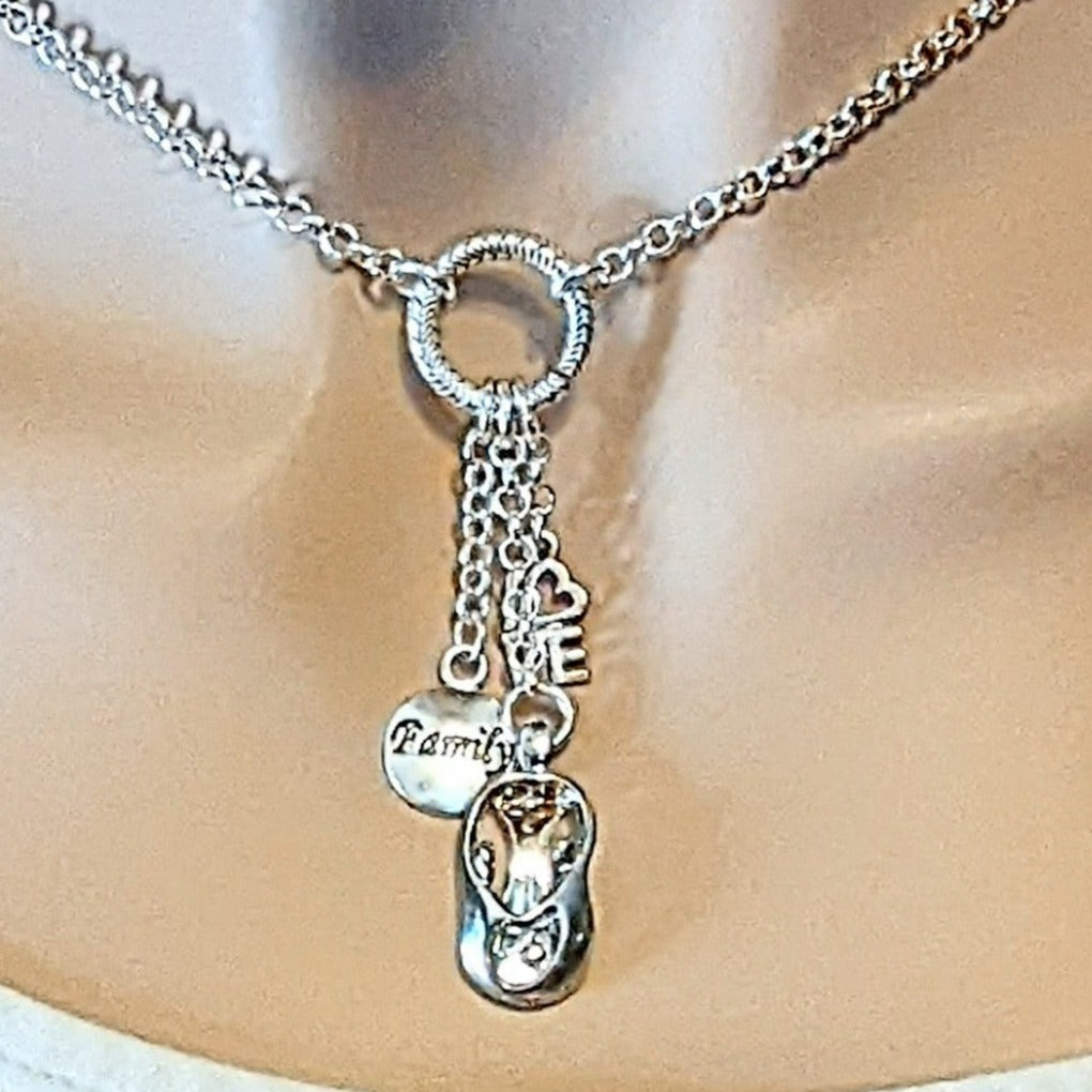 Mother's Necklace - Charm Cluster Lariat - 18-24 inch