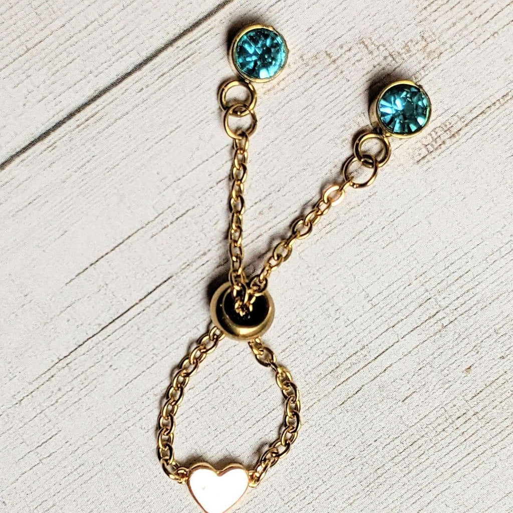 Gold Heart Adjustable Chain Ring