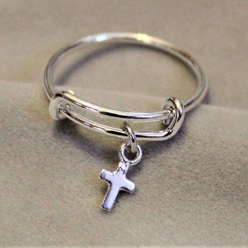 Tiny Cross Expandable Charm Ring