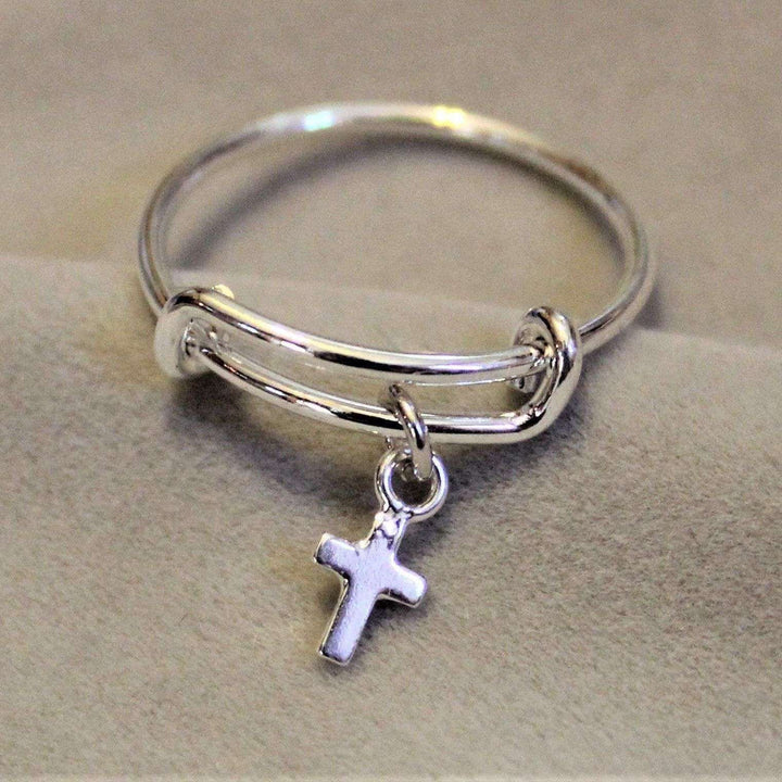 Tiny Cross Expandable Charm Ring