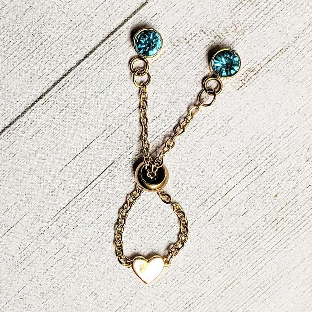 Gold Heart Adjustable Chain Ring