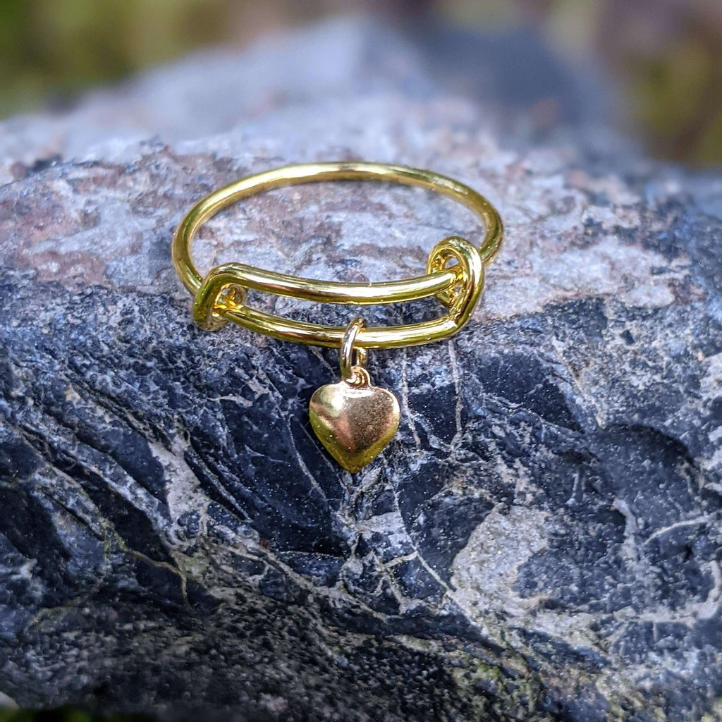 Gold Heart Expandable Charm Ring