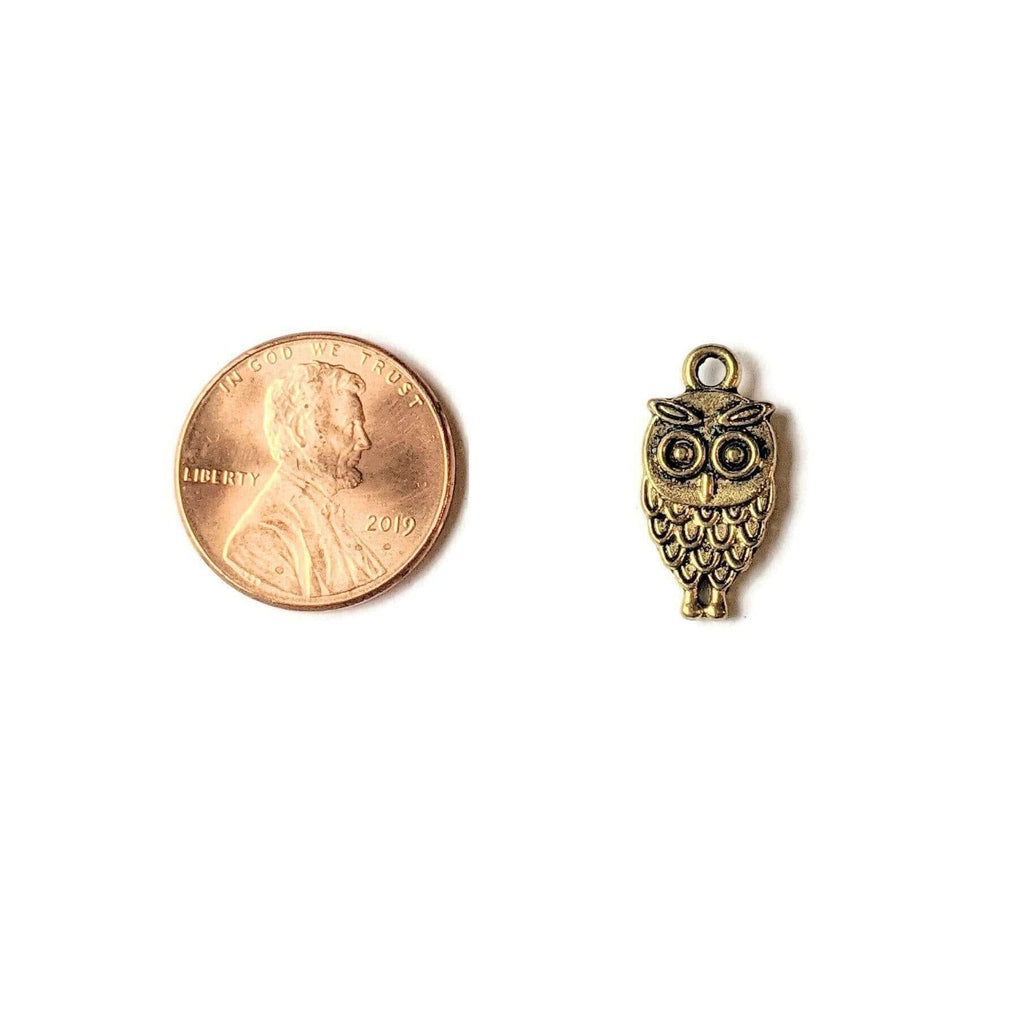 Small Antique Bronze Owl Charm