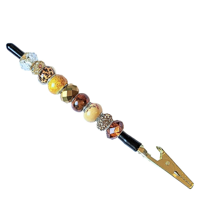 GOLD Beaded Bracelet Helper Leopard Brwns