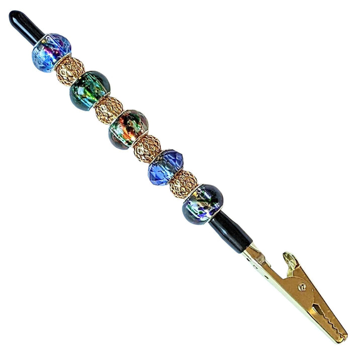 GOLD Beaded Bracelet Helper Blue Prpl Clr