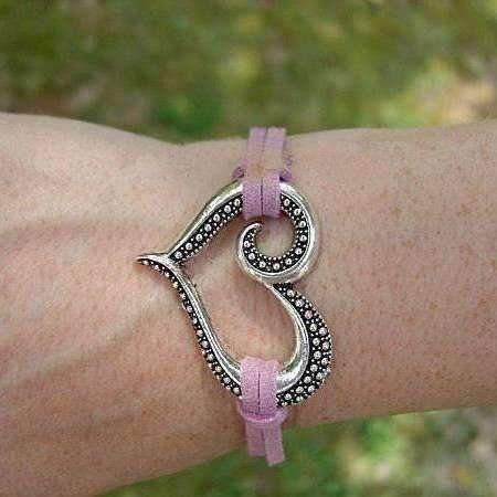 Faux Suede Fancy Heart Bracelet,Gift for her
