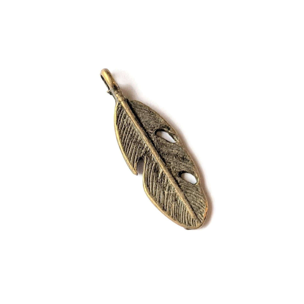 Antique Bronze Feather Charm